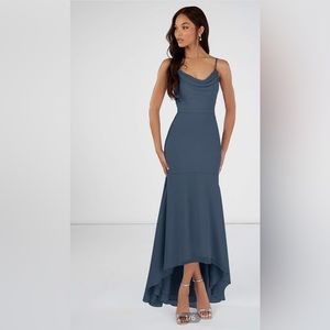 AZAZIE SUMMER Mermaid Boatneck Chiffon Asymmetrical Dress Neptune